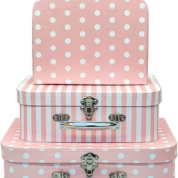 NEW Set of 3 Paperboard Suitcases Decorative Boxes, Compatible with Storage - Picture 9 of 9